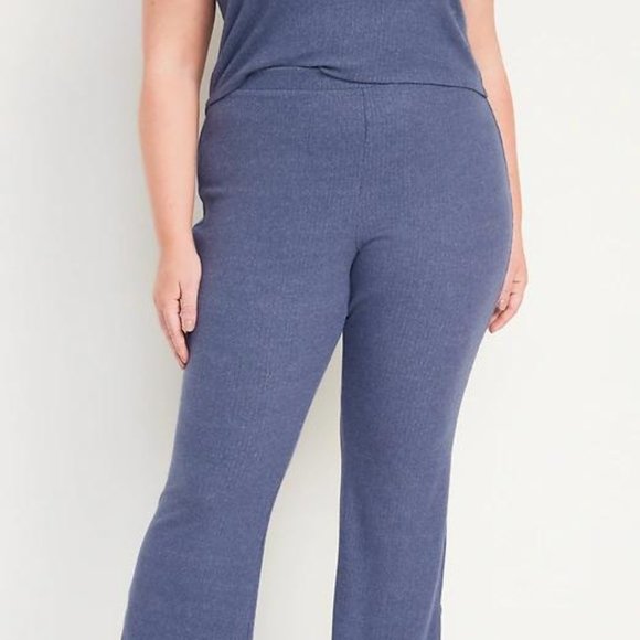 Old Navy High-Waisted Rib-Knit Split Flare Lounge Pants for Women New - Picture 9 of 11